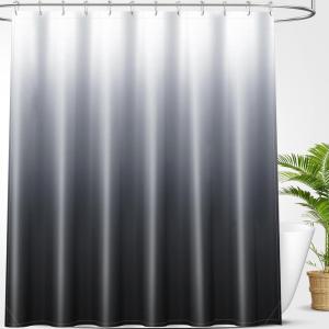 imageOLANLY Luxury Black and Grey Ombre Shower Curtain Sets with 12 Hooks Waterproof and Washable Decorative Shower Curtains for Bathroom 72x72 InchesBlack Grey Ombre 12 Metal Hooks