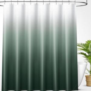 imageOLANLY Luxury Black and Grey Ombre Shower Curtain Sets with 12 Hooks Waterproof and Washable Decorative Shower Curtains for Bathroom 72x72 InchesBlackish Green Ombre 12 Metal Hooks