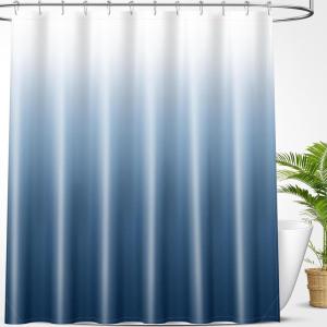 imageOLANLY Luxury Black and Grey Ombre Shower Curtain Sets with 12 Hooks Waterproof and Washable Decorative Shower Curtains for Bathroom 72x72 InchesBlue Ombre 12 Metal Hooks
