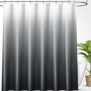 imageOLANLY Luxury Black and Grey Ombre Shower Curtain Sets with 12 Hooks Waterproof and Washable Decorative Shower Curtains for Bathroom 72x72 InchesDark Grey Ombre 12 Metal Hooks