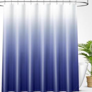 imageOLANLY Luxury Black and Grey Ombre Shower Curtain Sets with 12 Hooks Waterproof and Washable Decorative Shower Curtains for Bathroom 72x72 InchesNavy Ombre 12 Metal Hooks