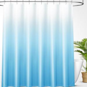 imageOLANLY Luxury Black and Grey Ombre Shower Curtain Sets with 12 Hooks Waterproof and Washable Decorative Shower Curtains for Bathroom 72x72 InchesSky Blue Ombre 12 Metal Hooks