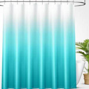 imageOLANLY Luxury Black and Grey Ombre Shower Curtain Sets with 12 Hooks Waterproof and Washable Decorative Shower Curtains for Bathroom 72x72 InchesTeal Ombre 12 Metal Hooks