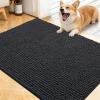 imageOLANLY Dog Door Mat for Muddy Paws 48x30 Ultra Absorbent Chenille Mud Doormat NonSlip Washable and Dirt Trapping Doormat for Indoor Entryway QuickDry Indoor Pet Bed Mats for Dogs GreyDark Grey