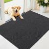 imageOLANLY Dog Door Mat for Muddy Paws 48x30 Ultra Absorbent Chenille Mud Doormat NonSlip Washable and Dirt Trapping Doormat for Indoor Entryway QuickDry Indoor Pet Bed Mats for Dogs GreyDark Grey