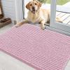 imageOLANLY Dog Door Mat for Muddy Paws 48x30 Ultra Absorbent Chenille Mud Doormat NonSlip Washable and Dirt Trapping Doormat for Indoor Entryway QuickDry Indoor Pet Bed Mats for Dogs GreyDusty Rose