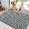 imageOLANLY Dog Door Mat for Muddy Paws 48x30 Ultra Absorbent Chenille Mud Doormat NonSlip Washable and Dirt Trapping Doormat for Indoor Entryway QuickDry Indoor Pet Bed Mats for Dogs GreyGrey