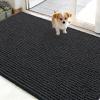 imageOLANLY Dog Door Mat for Muddy Paws 48x30 Ultra Absorbent Chenille Mud Doormat NonSlip Washable and Dirt Trapping Doormat for Indoor Entryway QuickDry Indoor Pet Bed Mats for Dogs GreyDark Grey