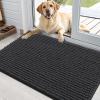 imageOLANLY Dog Door Mat for Muddy Paws 48x30 Ultra Absorbent Chenille Mud Doormat NonSlip Washable and Dirt Trapping Doormat for Indoor Entryway QuickDry Indoor Pet Bed Mats for Dogs GreyDark Grey