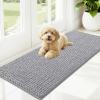 imageOLANLY Dog Door Mat for Muddy Paws 48x30 Ultra Absorbent Chenille Mud Doormat NonSlip Washable and Dirt Trapping Doormat for Indoor Entryway QuickDry Indoor Pet Bed Mats for Dogs GreyLight Grey