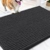 imageOLANLY Dog Door Mat for Muddy Paws 48x30 Ultra Absorbent Chenille Mud Doormat NonSlip Washable and Dirt Trapping Doormat for Indoor Entryway QuickDry Indoor Pet Bed Mats for Dogs GreyDark Grey