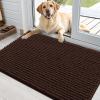 imageOLANLY Dog Door Mat for Muddy Paws 48x30 Ultra Absorbent Chenille Mud Doormat NonSlip Washable and Dirt Trapping Doormat for Indoor Entryway QuickDry Indoor Pet Bed Mats for Dogs GreyBrown