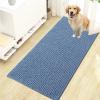 imageOLANLY Dog Door Mat for Muddy Paws 48x30 Ultra Absorbent Chenille Mud Doormat NonSlip Washable and Dirt Trapping Doormat for Indoor Entryway QuickDry Indoor Pet Bed Mats for Dogs GreyAiry Blue