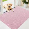 imageOLANLY Dog Door Mat for Muddy Paws 48x30 Ultra Absorbent Chenille Mud Doormat NonSlip Washable and Dirt Trapping Doormat for Indoor Entryway QuickDry Indoor Pet Bed Mats for Dogs GreyDusty Rose