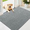 imageOLANLY Dog Door Mat for Muddy Paws 48x30 Ultra Absorbent Chenille Mud Doormat NonSlip Washable and Dirt Trapping Doormat for Indoor Entryway QuickDry Indoor Pet Bed Mats for Dogs GreyGrey