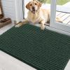 imageOLANLY Dog Door Mat for Muddy Paws 48x30 Ultra Absorbent Chenille Mud Doormat NonSlip Washable and Dirt Trapping Doormat for Indoor Entryway QuickDry Indoor Pet Bed Mats for Dogs GreyBlackish Green