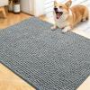 imageOLANLY Dog Door Mat for Muddy Paws 48x30 Ultra Absorbent Chenille Mud Doormat NonSlip Washable and Dirt Trapping Doormat for Indoor Entryway QuickDry Indoor Pet Bed Mats for Dogs GreyGrey