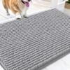 imageOLANLY Dog Door Mat for Muddy Paws 48x30 Ultra Absorbent Chenille Mud Doormat NonSlip Washable and Dirt Trapping Doormat for Indoor Entryway QuickDry Indoor Pet Bed Mats for Dogs GreyLight Grey