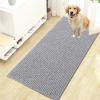imageOLANLY Dog Door Mat for Muddy Paws 48x30 Ultra Absorbent Chenille Mud Doormat NonSlip Washable and Dirt Trapping Doormat for Indoor Entryway QuickDry Indoor Pet Bed Mats for Dogs GreyLight Grey