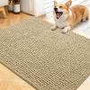 imageOLANLY Dog Door Mat for Muddy Paws 48x30 Ultra Absorbent Chenille Mud Doormat NonSlip Washable and Dirt Trapping Doormat for Indoor Entryway QuickDry Indoor Pet Bed Mats for Dogs GreyBeige