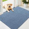 imageOLANLY Dog Door Mat for Muddy Paws 48x30 Ultra Absorbent Chenille Mud Doormat NonSlip Washable and Dirt Trapping Doormat for Indoor Entryway QuickDry Indoor Pet Bed Mats for Dogs GreyAiry Blue