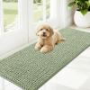 imageOLANLY Dog Door Mat for Muddy Paws 48x30 Ultra Absorbent Chenille Mud Doormat NonSlip Washable and Dirt Trapping Doormat for Indoor Entryway QuickDry Indoor Pet Bed Mats for Dogs GreySage Green