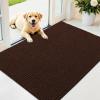 imageOLANLY Dog Door Mat for Muddy Paws 48x30 Ultra Absorbent Chenille Mud Doormat NonSlip Washable and Dirt Trapping Doormat for Indoor Entryway QuickDry Indoor Pet Bed Mats for Dogs GreyBrown
