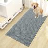 imageOLANLY Dog Door Mat for Muddy Paws 48x30 Ultra Absorbent Chenille Mud Doormat NonSlip Washable and Dirt Trapping Doormat for Indoor Entryway QuickDry Indoor Pet Bed Mats for Dogs GreyGrey
