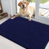 imageOLANLY Dog Door Mat for Muddy Paws 48x30 Ultra Absorbent Chenille Mud Doormat NonSlip Washable and Dirt Trapping Doormat for Indoor Entryway QuickDry Indoor Pet Bed Mats for Dogs GreyNavy Blue