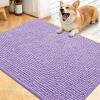 imageOLANLY Dog Door Mat for Muddy Paws 48x30 Ultra Absorbent Chenille Mud Doormat NonSlip Washable and Dirt Trapping Doormat for Indoor Entryway QuickDry Indoor Pet Bed Mats for Dogs GreyLavender