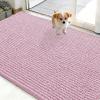 imageOLANLY Dog Door Mat for Muddy Paws 48x30 Ultra Absorbent Chenille Mud Doormat NonSlip Washable and Dirt Trapping Doormat for Indoor Entryway QuickDry Indoor Pet Bed Mats for Dogs GreyDusty Rose