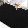 imageOLANLY Dog Door Mat for Muddy Paws 48x30 Ultra Absorbent Chenille Mud Doormat NonSlip Washable and Dirt Trapping Doormat for Indoor Entryway QuickDry Indoor Pet Bed Mats for Dogs GreyBlack