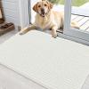 imageOLANLY Dog Door Mat for Muddy Paws 48x30 Ultra Absorbent Chenille Mud Doormat NonSlip Washable and Dirt Trapping Doormat for Indoor Entryway QuickDry Indoor Pet Bed Mats for Dogs GreyIvory