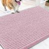 imageOLANLY Dog Door Mat for Muddy Paws 48x30 Ultra Absorbent Chenille Mud Doormat NonSlip Washable and Dirt Trapping Doormat for Indoor Entryway QuickDry Indoor Pet Bed Mats for Dogs GreyDusty Rose
