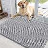 imageOLANLY Dog Door Mat for Muddy Paws 48x30 Ultra Absorbent Chenille Mud Doormat NonSlip Washable and Dirt Trapping Doormat for Indoor Entryway QuickDry Indoor Pet Bed Mats for Dogs GreyLight Grey