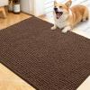 imageOLANLY Dog Door Mat for Muddy Paws 48x30 Ultra Absorbent Chenille Mud Doormat NonSlip Washable and Dirt Trapping Doormat for Indoor Entryway QuickDry Indoor Pet Bed Mats for Dogs GreyMocha