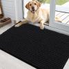 imageOLANLY Dog Door Mat for Muddy Paws 48x30 Ultra Absorbent Chenille Mud Doormat NonSlip Washable and Dirt Trapping Doormat for Indoor Entryway QuickDry Indoor Pet Bed Mats for Dogs GreyBlack