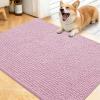 imageOLANLY Dog Door Mat for Muddy Paws 48x30 Ultra Absorbent Chenille Mud Doormat NonSlip Washable and Dirt Trapping Doormat for Indoor Entryway QuickDry Indoor Pet Bed Mats for Dogs GreyDusty Rose