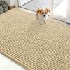 imageOLANLY Dog Door Mat for Muddy Paws 48x30 Ultra Absorbent Chenille Mud Doormat NonSlip Washable and Dirt Trapping Doormat for Indoor Entryway QuickDry Indoor Pet Bed Mats for Dogs GreySand