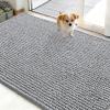 imageOLANLY Dog Door Mat for Muddy Paws 48x30 Ultra Absorbent Chenille Mud Doormat NonSlip Washable and Dirt Trapping Doormat for Indoor Entryway QuickDry Indoor Pet Bed Mats for Dogs GreyLight Grey