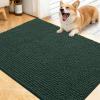 imageOLANLY Dog Door Mat for Muddy Paws 48x30 Ultra Absorbent Chenille Mud Doormat NonSlip Washable and Dirt Trapping Doormat for Indoor Entryway QuickDry Indoor Pet Bed Mats for Dogs GreyBlackish Green