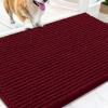 imageOLANLY Dog Door Mat for Muddy Paws 48x30 Ultra Absorbent Chenille Mud Doormat NonSlip Washable and Dirt Trapping Doormat for Indoor Entryway QuickDry Indoor Pet Bed Mats for Dogs GreyBurgundy