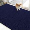 imageOLANLY Dog Door Mat for Muddy Paws 48x30 Ultra Absorbent Chenille Mud Doormat NonSlip Washable and Dirt Trapping Doormat for Indoor Entryway QuickDry Indoor Pet Bed Mats for Dogs GreyNavy Blue
