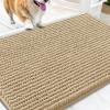 imageOLANLY Dog Door Mat for Muddy Paws 48x30 Ultra Absorbent Chenille Mud Doormat NonSlip Washable and Dirt Trapping Doormat for Indoor Entryway QuickDry Indoor Pet Bed Mats for Dogs GreyBeige