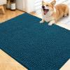 imageOLANLY Dog Door Mat for Muddy Paws 48x30 Ultra Absorbent Chenille Mud Doormat NonSlip Washable and Dirt Trapping Doormat for Indoor Entryway QuickDry Indoor Pet Bed Mats for Dogs GreyAtlantic Blue
