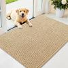 imageOLANLY Dog Door Mat for Muddy Paws 48x30 Ultra Absorbent Chenille Mud Doormat NonSlip Washable and Dirt Trapping Doormat for Indoor Entryway QuickDry Indoor Pet Bed Mats for Dogs GreyBeige