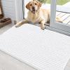 imageOLANLY Dog Door Mat for Muddy Paws 48x30 Ultra Absorbent Chenille Mud Doormat NonSlip Washable and Dirt Trapping Doormat for Indoor Entryway QuickDry Indoor Pet Bed Mats for Dogs GreyWhite