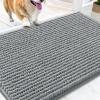 imageOLANLY Dog Door Mat for Muddy Paws 48x30 Ultra Absorbent Chenille Mud Doormat NonSlip Washable and Dirt Trapping Doormat for Indoor Entryway QuickDry Indoor Pet Bed Mats for Dogs GreyGrey