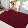 imageOLANLY Dog Door Mat for Muddy Paws 48x30 Ultra Absorbent Chenille Mud Doormat NonSlip Washable and Dirt Trapping Doormat for Indoor Entryway QuickDry Indoor Pet Bed Mats for Dogs GreyBurgundy