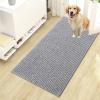 imageOLANLY Dog Door Mat for Muddy Paws 48x30 Ultra Absorbent Chenille Mud Doormat NonSlip Washable and Dirt Trapping Doormat for Indoor Entryway QuickDry Indoor Pet Bed Mats for Dogs GreyLight Grey